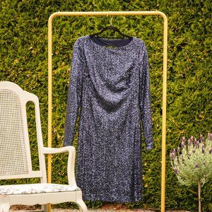 Ralph Lauren Blue Sequin Open Back Party Dress, Size 14